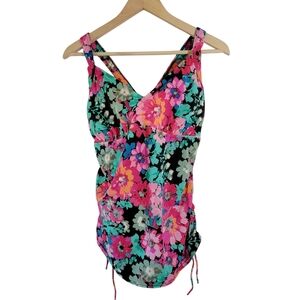 Azul Womens Colorful Tankini Sz 18 Criss-Cross Back Underwire Cottagecore Summer